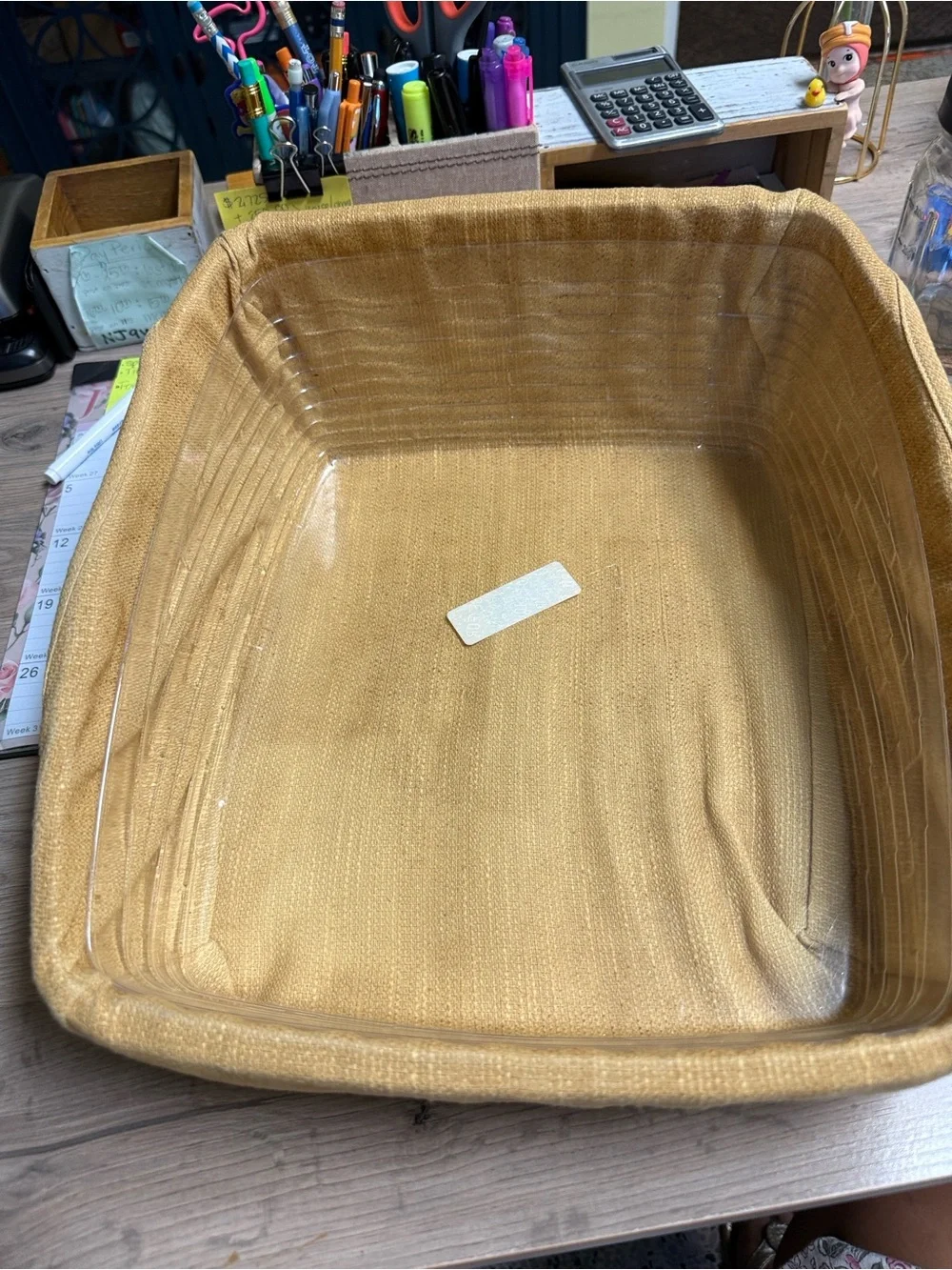 Longaberger wooden Lap Desk with Woven Basket Base in Light Oak and Mustard